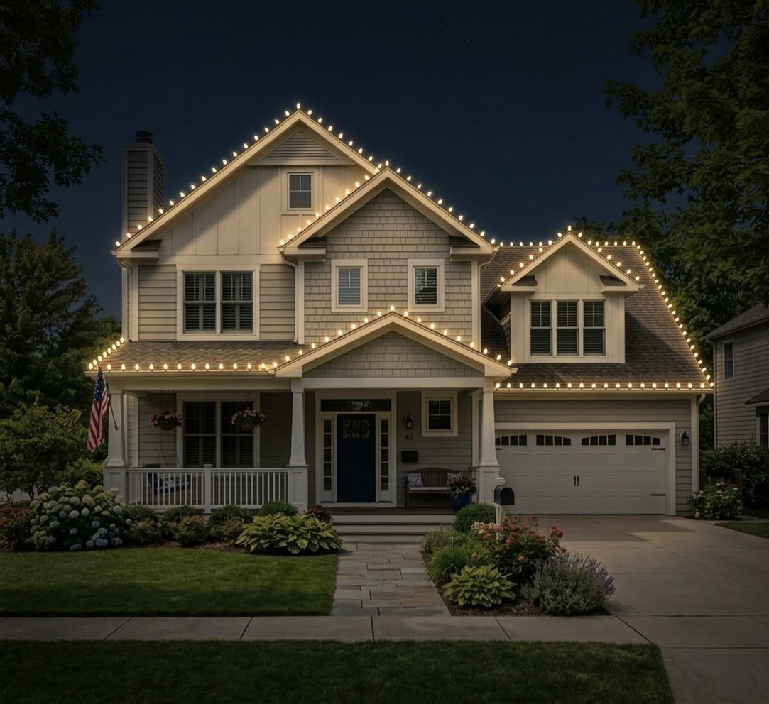 Nighttime Christmas lighting preview